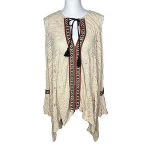 Free People Women For The Love Of Flowers Cold Shoulder Embroidered Tunic Size S
